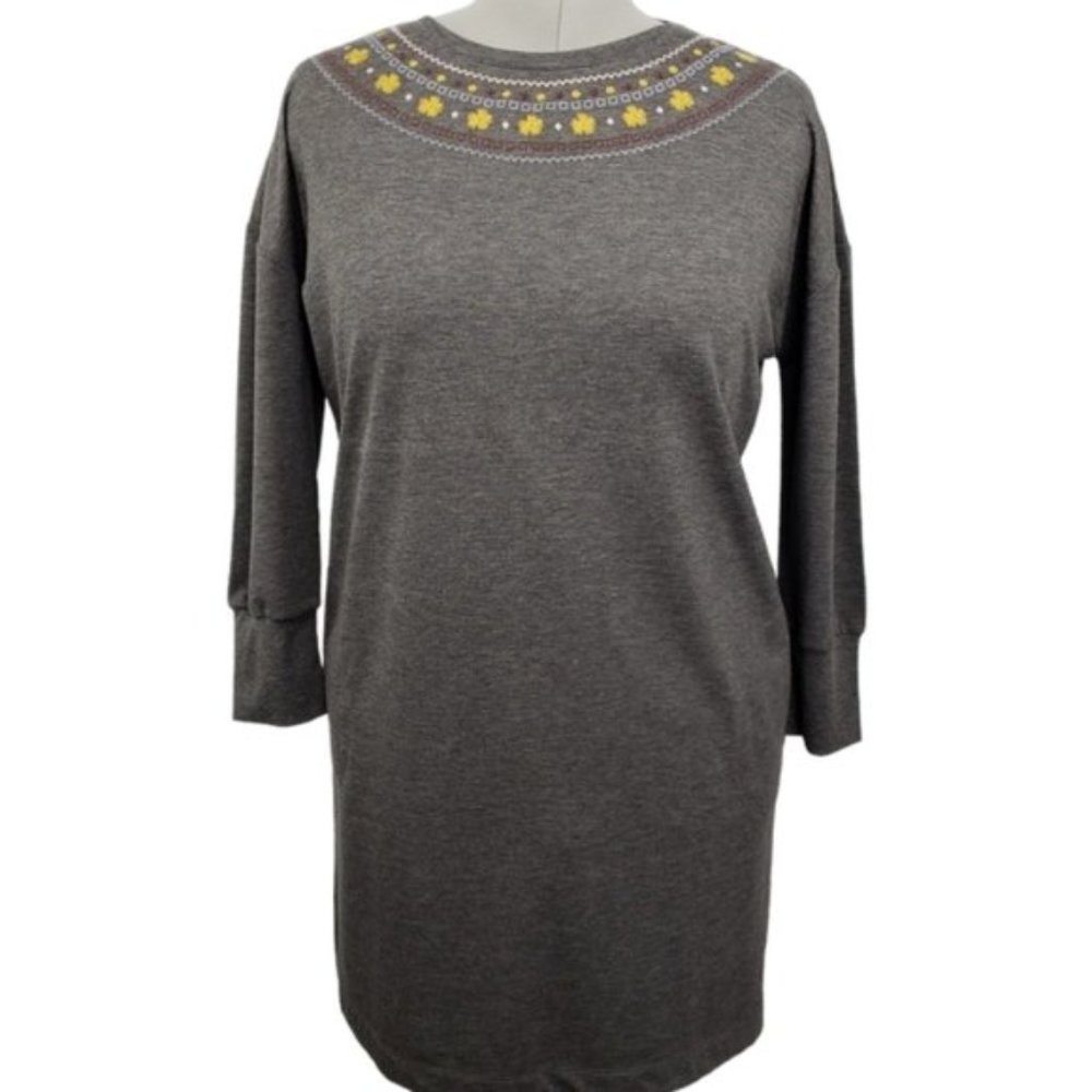 XXL Matilda Jane Women’s Embroidered Sweatshirt Dress Grey Pockets Sparkle